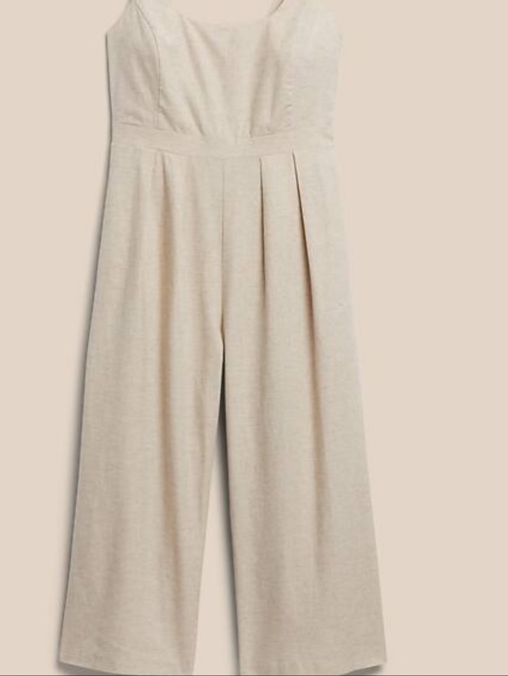 Banana Republic Sleeveless Wide-Leg Jumpsuit in Natural Beige - Size 6P